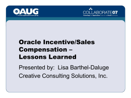 PowerPoint Presentation - Oracle Incentive Compensation SIG