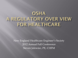 OSHA Regulatory Review for Healthcare