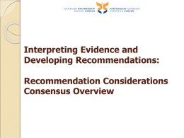 Forming Guideline Recommendations
