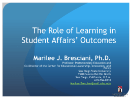 The Role of Learning Outcomes in Student Affairs
