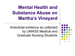 Mental Health and Substance Abuse on Martha’s Vineyard
