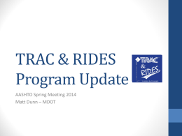 TRAC & RIDES Program update