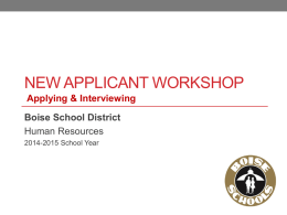 New Certified applicant workshop