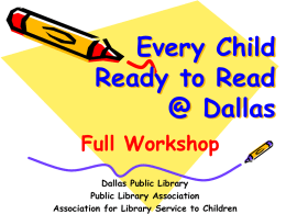 PLA / ALSC Preschool Literacy Initiative