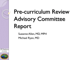 Pre-curriculum Review Advisory Committee Report