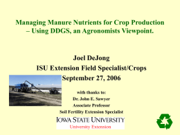 Managing Manure Nutrients for Crop Production