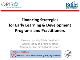 Financing Strategies for Early Learning & Development