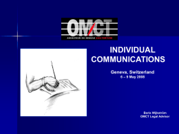 Diapositive 1 - World Organisation Against Torture