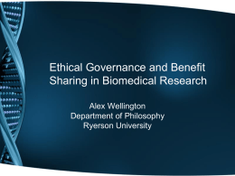 Ethical Governance and Benefit Sharing in Biomedical Research