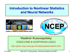 Introduction to Nonlinear Statistics and Neural Networks