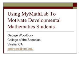 Incorporating MyMathLab into Developmental Math Courses