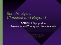 Item Analysis: Classical and Beyond