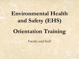 Environmental Health and Safety (EHS) Orientation Training