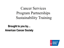 Cancer Services Program Partnerships Sustainability Training