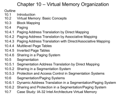 Chapter 10 – Virtual Memory Organization