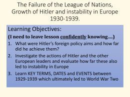 The Failure of the League of Nations and instability in Europe