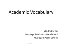Academic Vocabulary - Muskogee Public School / Overview