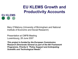 EU KLEMS Growth and Productivity Accounts