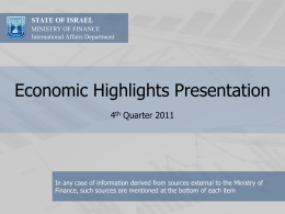 Israel Ministry of Finance - Economic Highlights Presentation