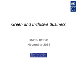 UNDP UNDP and the Framework of “Inclusive Market