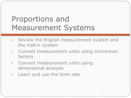 Proportions and Measurement Systems