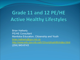 Grade 11 and 12 PE/HE Active Healthy Lifestyles