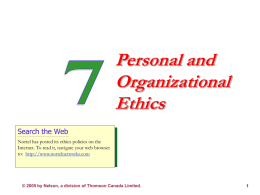 Personal and Organizational Ethics