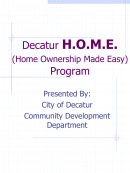 Decatur H.O.M.E. (Home Ownership Made Easy) Program