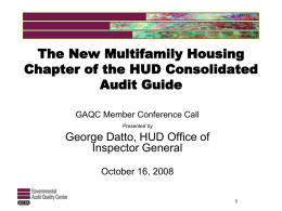 The New Multifamily Housing Chapter of the HUD