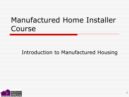 Introduction to Manufactured Housing