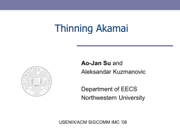 Thinning Akamai - Northwestern Networks Group