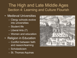 The High and Late Middle Ages Section 4: Learning and