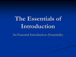 The Essentials of Introduction