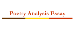 Poetry Analysis Essay - Mr. Sylvain's Classroom