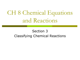 CH 8 Chemical Equations and Reactions