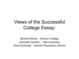 Views of the Successful College Essay: