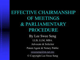 Effective Chairmanship of Meetings
