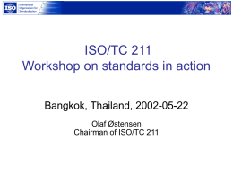 ISO/TC 211 Workshop on standards in action