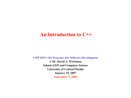 Introduction to C++ - University of Central Florida