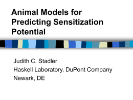 Animal Models for Predicting Sensitization Potential