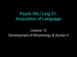 Psych 229: Language Acquisition