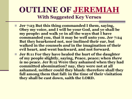 OUTLINE OF JEREMIAH With Suggested Key Verses
