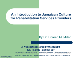 An Introduction to Jamaican Culture for Rehabilitation