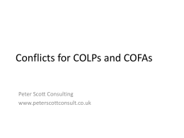 COLPs and COFAs – conflicts, governance and financial