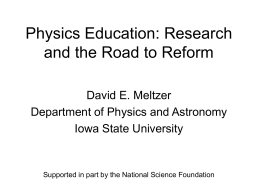 Research, Innovation and Reform in Physics Education