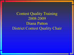 Contest Quality Training - District 25 Toastmasters