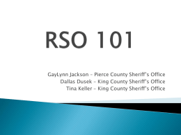 RSO 101 An overview for new RSO Coordinators on RSO