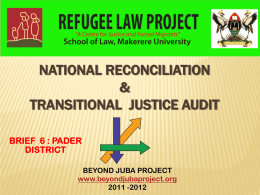 NATIONAL RECONCILIATION & TRANSITIONAL JUSTICE AUDIT