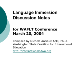 Language Immersion Summary for WAFLT