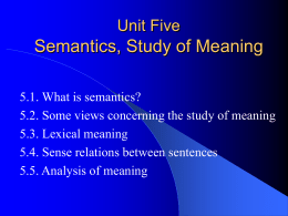Semantics Study of Meaning